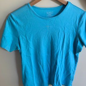 LL Bean Women's Pima Cotton Tee, Short-Sleeve Crewneck Turquoise M